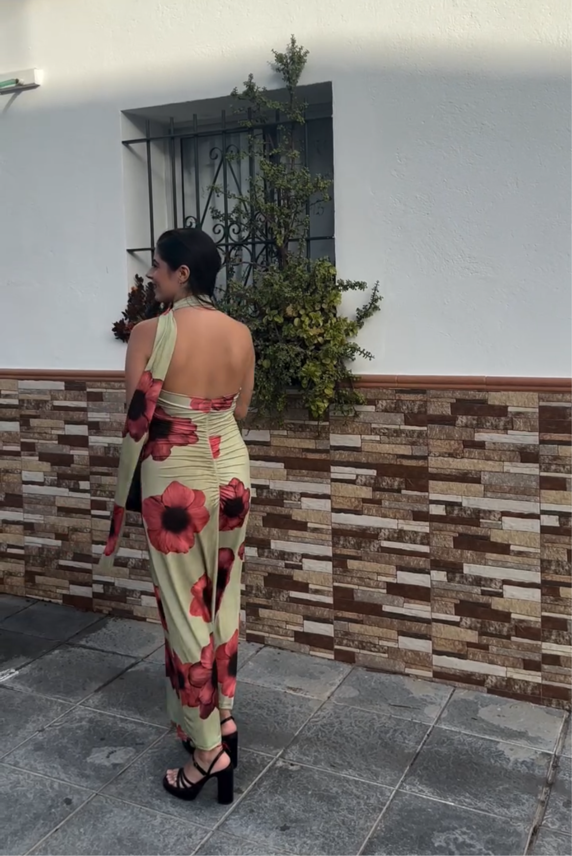 Vestido verde flor