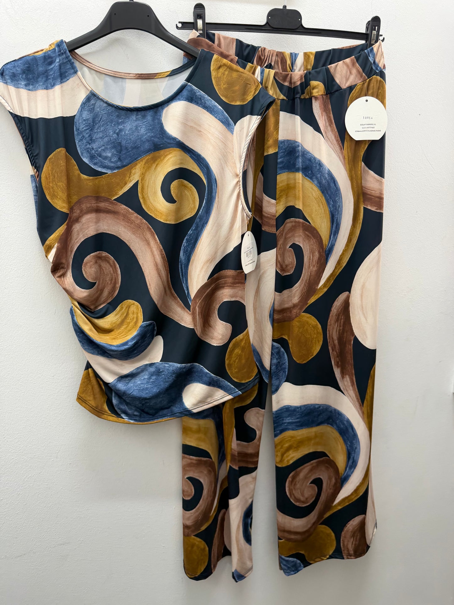 Conjunto estampado azul/amarillo