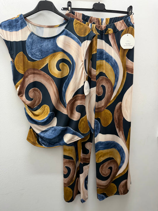 Conjunto estampado azul/amarillo