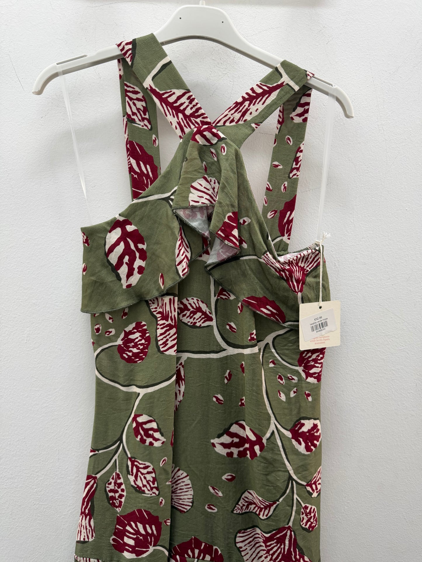 Vestido verde hojas