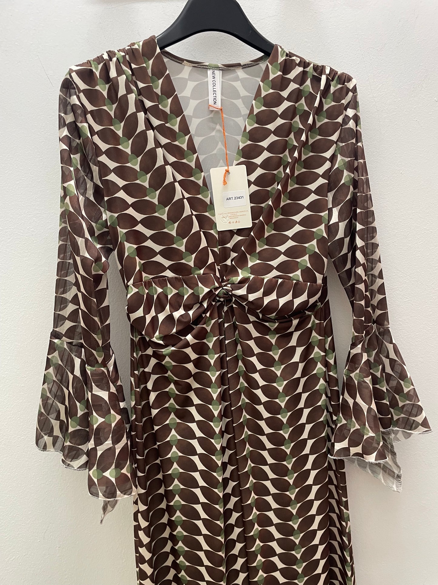 Vestido estampado marrón
