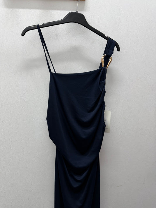 Vestido azul tirantas broche