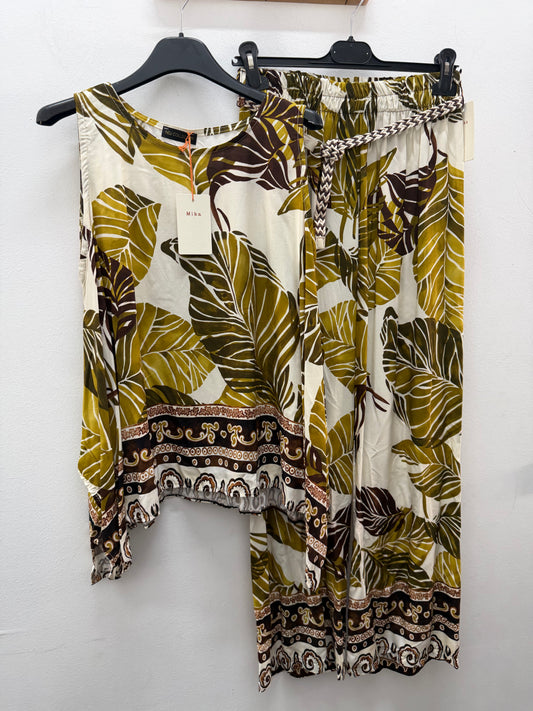 Conjunto estampado verde/marron
