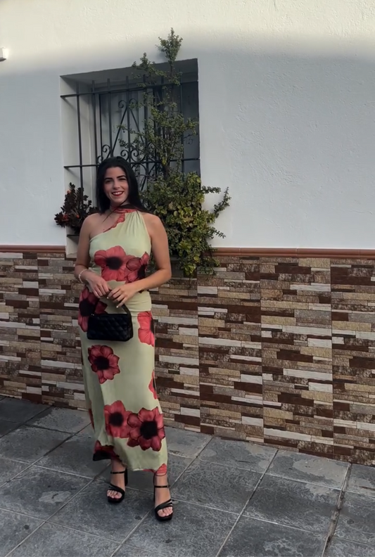 Vestido verde flor