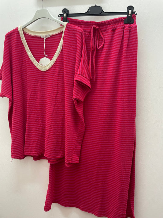 Conjunto rayas rosa