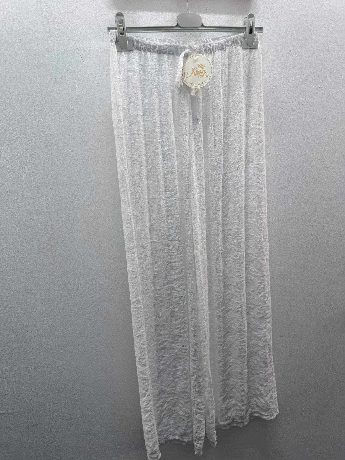 Pantalón lino bordado