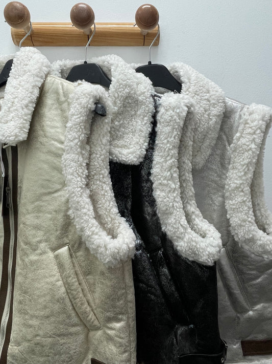 Chaqueta borrego sin mangas