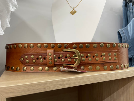 Cinturón fajín cuero tachuela