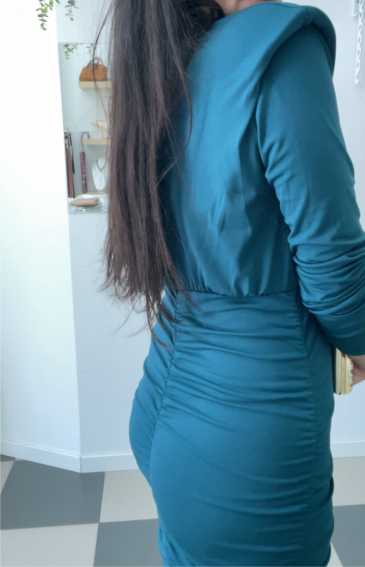 Vestido petróleo fruncido